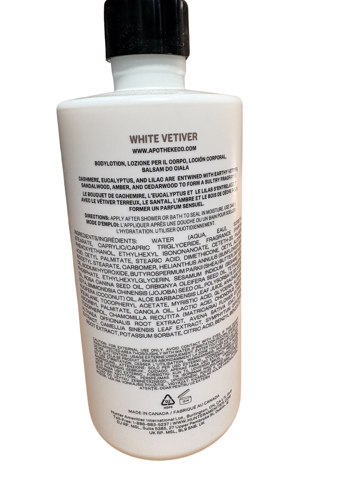 Apotheke White Vetiver Body Lotion 16.2oz Pump Bottle