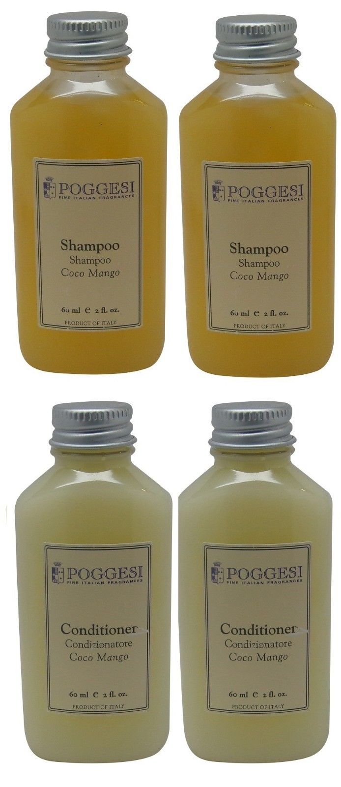 Poggesi Coco Mango Shampoo & Conditioner Lot of 4 (2 of each) 2oz Bottles