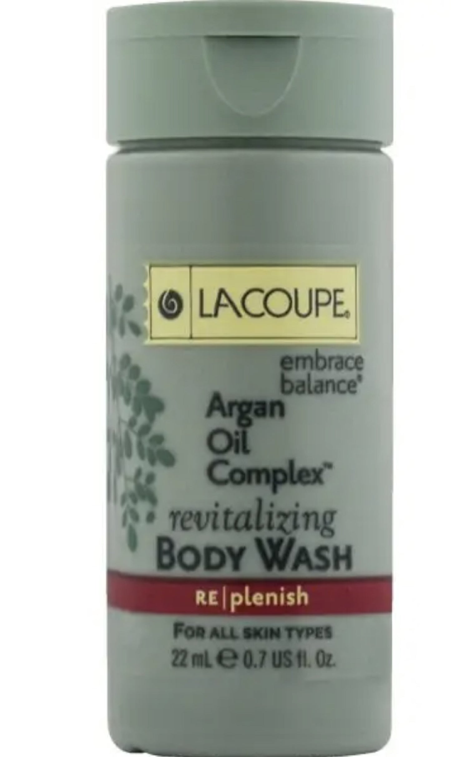 La Coupe Argan Oil Complex Revitalizing Shower Gel Lot of 18 each 0.75oz bottles. Total of 13.5oz