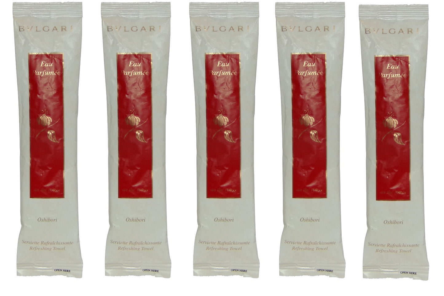Bvlgari Eau Parfumee Oshibori Au the Rouge Refreshing Towel 5 each 0.4oz