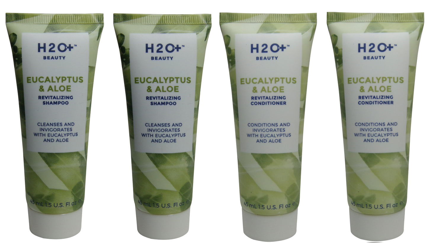 H2O Plus Eucalyptus & Aloe Shampoo & Conditioner lot of 4 (2 of each) 1.5oz bottles.