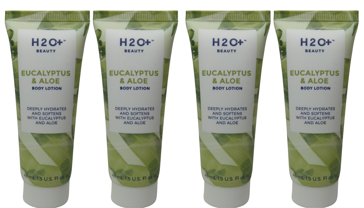 H2O Plus Eucalyptus & Aloe Body Lotion lot of 4 each 1.5oz bottles. Total of 6oz