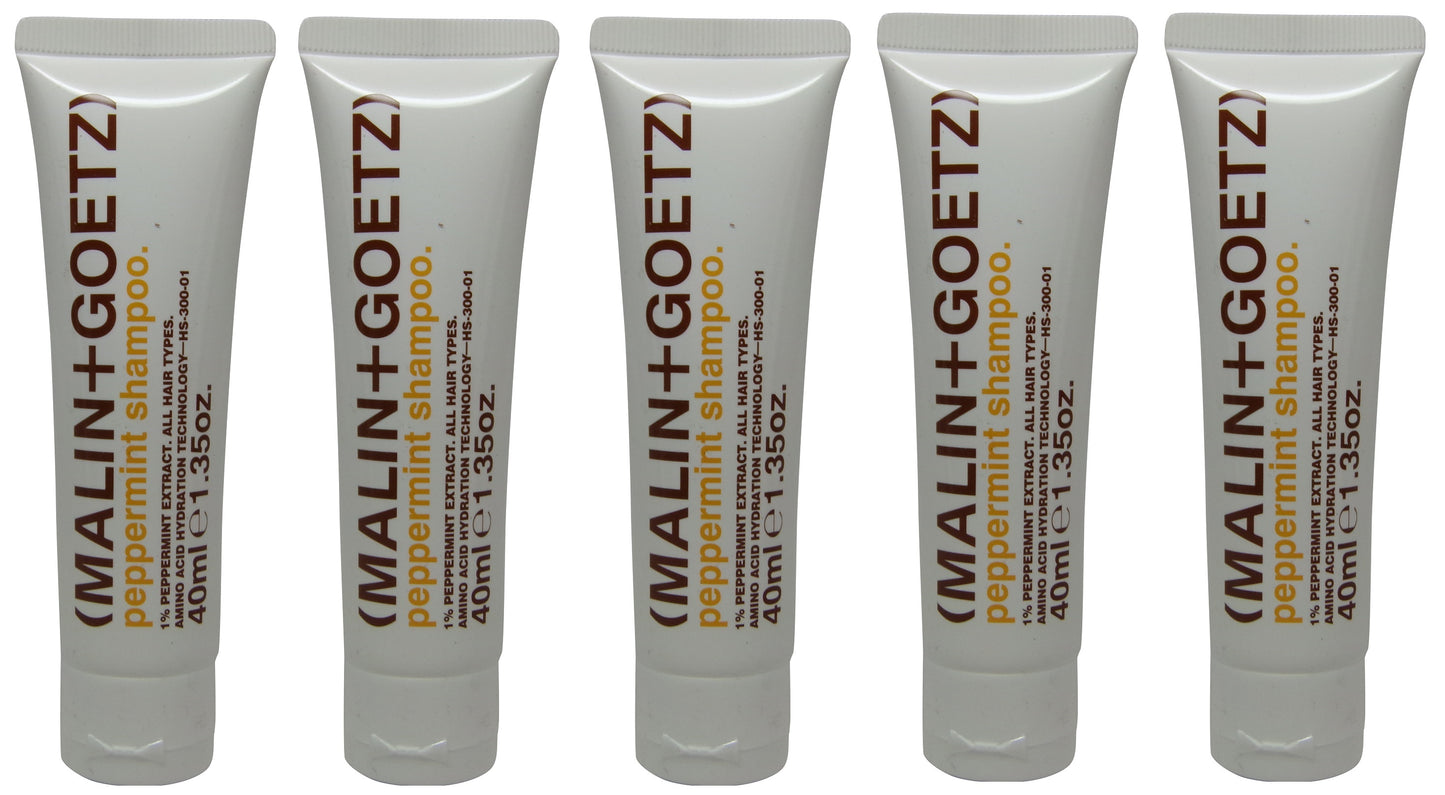 Malin + Goetz Peppermint Shampoo lot of 5 tubes each 1.35oz Total of 6.75oz