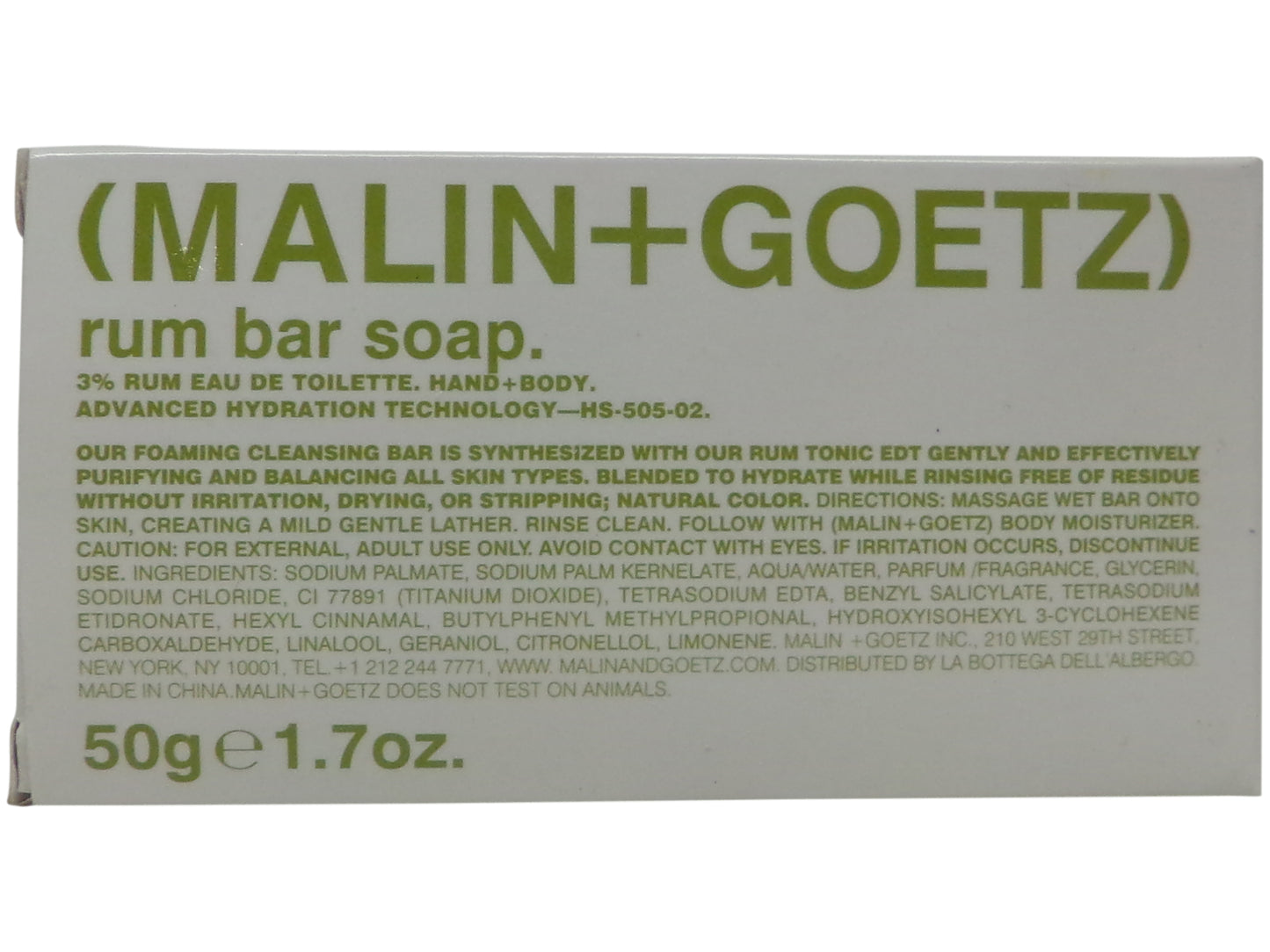 Malin + Goetz rum bar soap lot of 2 each 1.7oz bars. Total of 3.4oz