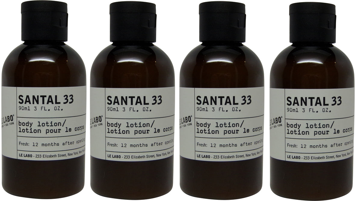 Le Labo Santal 33 Body Lotion lot of 4 each 3oz bottles. Total of 12oz
