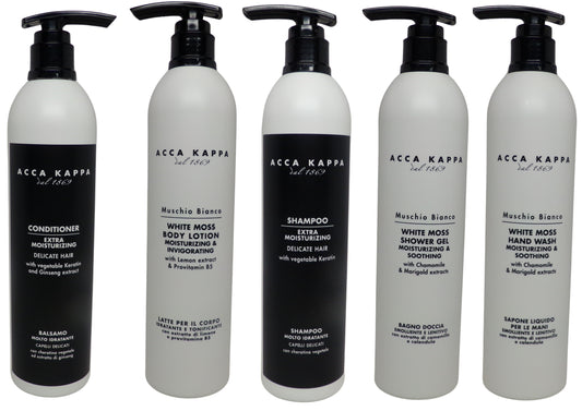Acca Kappa White Moss Bath Collection Set 5 Pack (10oz Each, Total 50oz)