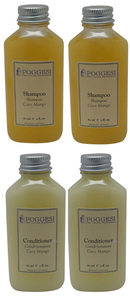 Poggesi Coco Mango Shampoo & Conditioner Lot of 4 (2 of each) 2oz Bottles