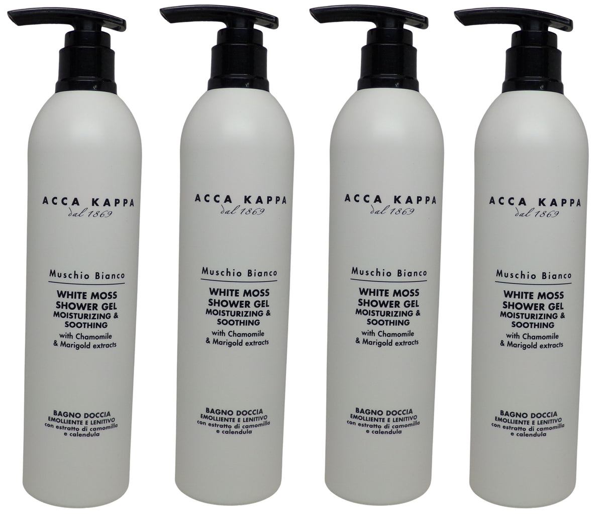 Acca Kappa White Moss Shower Gel 10oz (300m) Pump Bottle (4 Pack Total 40oz)