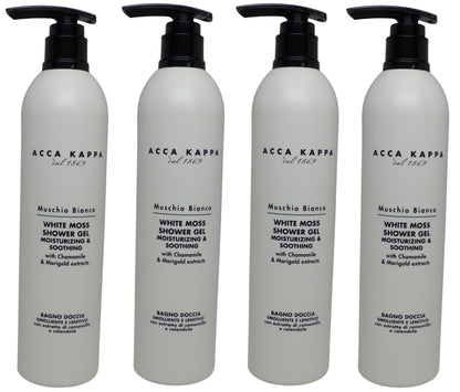 Acca Kappa White Moss Shower Gel 10oz (300m) Pump Bottle (4 Pack Total 40oz)