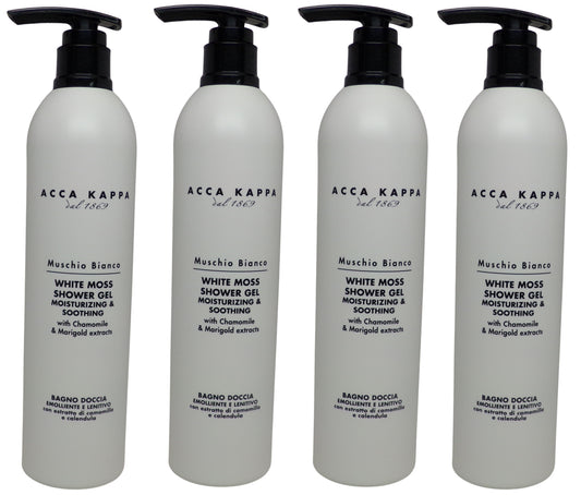 Acca Kappa White Moss Shower Gel 10oz (300m) Pump Bottle (4 Pack Total 40oz)