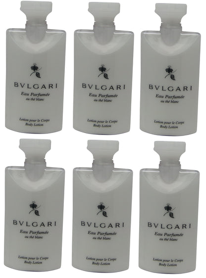 Bvlgari White Tea au the blanc Body Lotion Set of 6 ea 2.5oz Bottles.