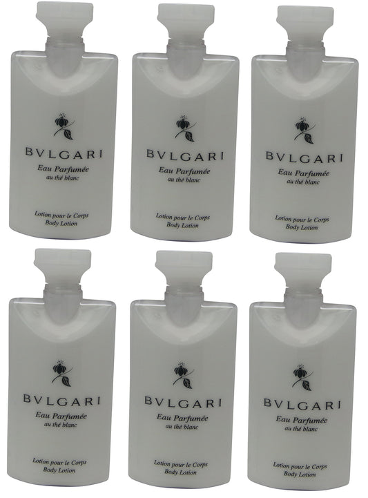 Bvlgari White Tea au the blanc Body Lotion Set of 6 ea 2.5oz Bottles.