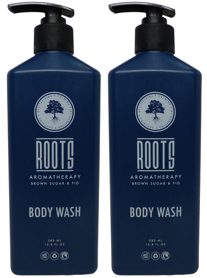 Roots Aromatherapy Brown Sugar & Fig Body Wash Lot of two 12.8oz Bottles