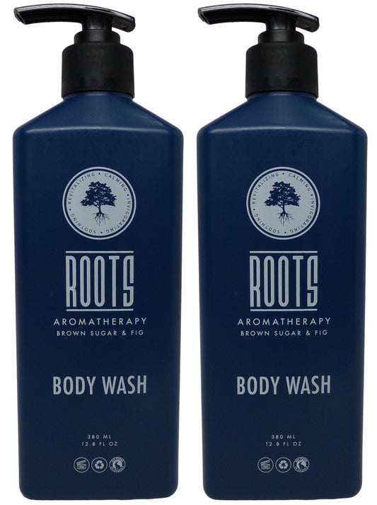 Roots Aromatherapy Brown Sugar & Fig Body Wash Lot of two 12.17oz Bottles