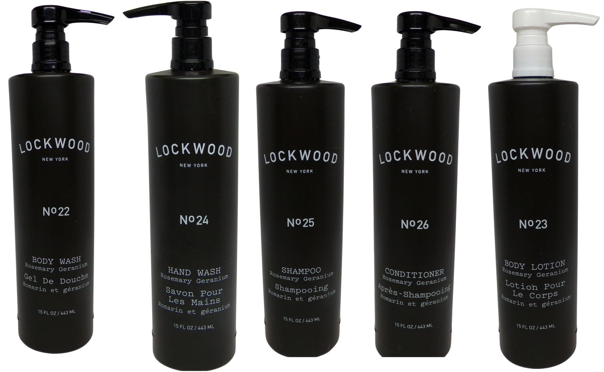 Lockwood New York Rosemary Geranium Bath Collection Lot of five (15oz) Bottles