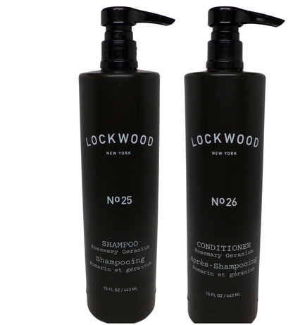 Lockwood New York No. 25 Shampoo and No. 26 Conditioner with Rosemary Geranium (15oz)