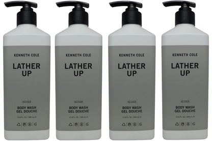 Kenneth Cole Lather Up Vetiver Body Wash Lot of 4 each 12.8oz Bottles
