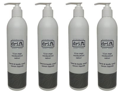Drift Blue Sage Sandalwood & Amber Hand and Body Wash (12oz) lot of 4. Total of 48oz