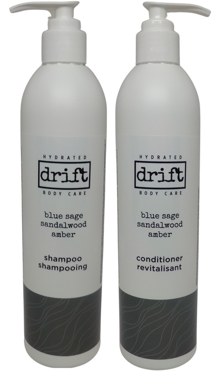 Drift Blue Sage Sandalwood & Amber Shampoo and Conditioner 12oz Bottles