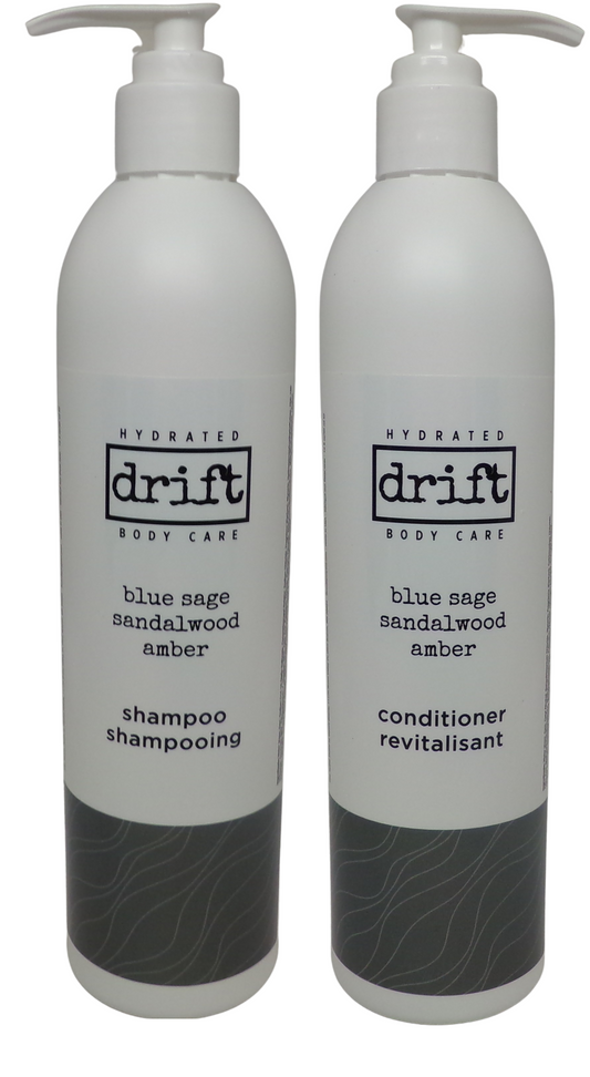 Drift Blue Sage Sandalwood & Amber Shampoo and Conditioner 12oz Bottles