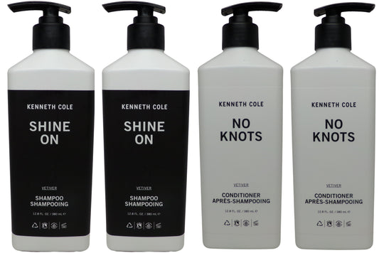 Kenneth Cole Shine On Vetiver Shampoo and No Knots Conditioner Two of ea(12.8oz)