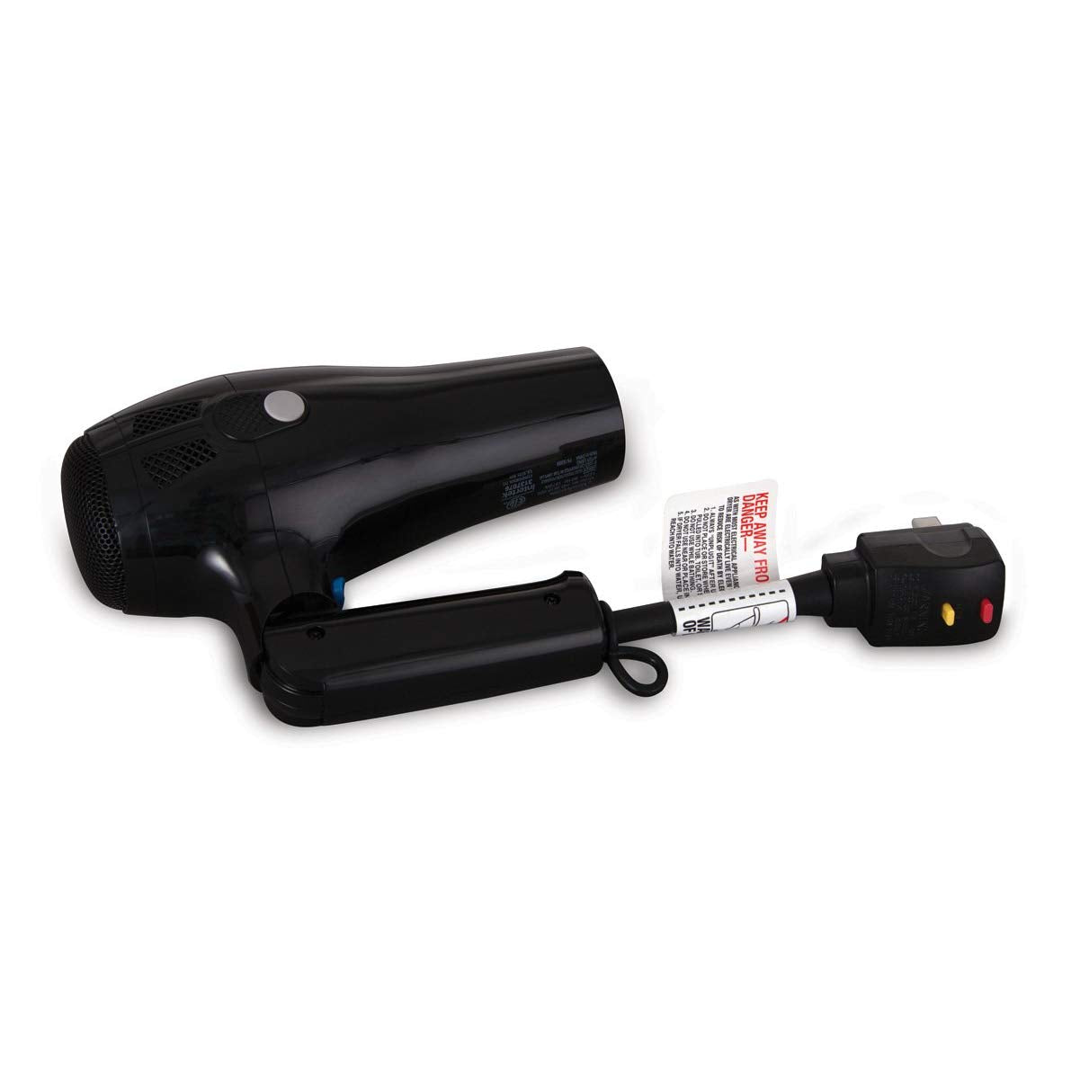 Sunbeam HD3010-005 Retractable Cord Folding Handheld Hair Dryer with Concentrator, 1875 Watts, Cool Shot Button, Tourmaline Ionic, Black