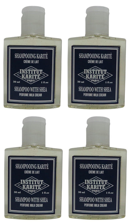 Institut Karite Shea Milk Cream Shampoo lot 4 Each 1oz bottles. Total of 4oz