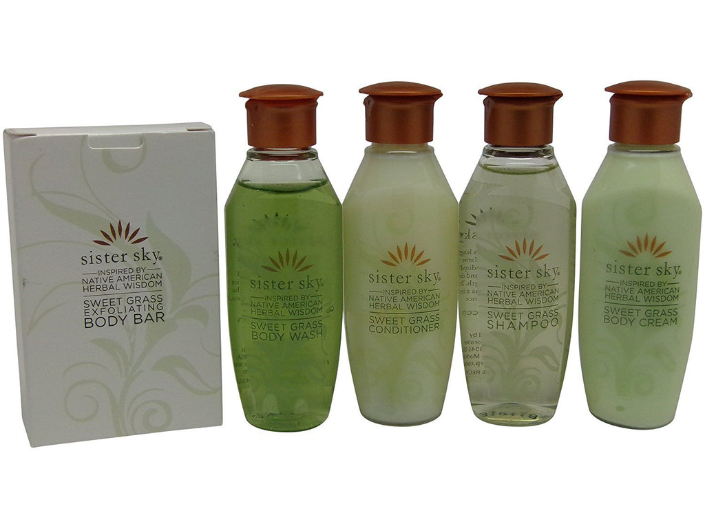 Sister Sky Sweet Grass Travel Set Shampoo Conditioner Lotion Body Wash & Soap