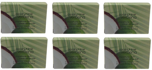 Bath and Body Works Coconut Lime Verbena Bath Soap lot of 6 bars. Total of 9oz