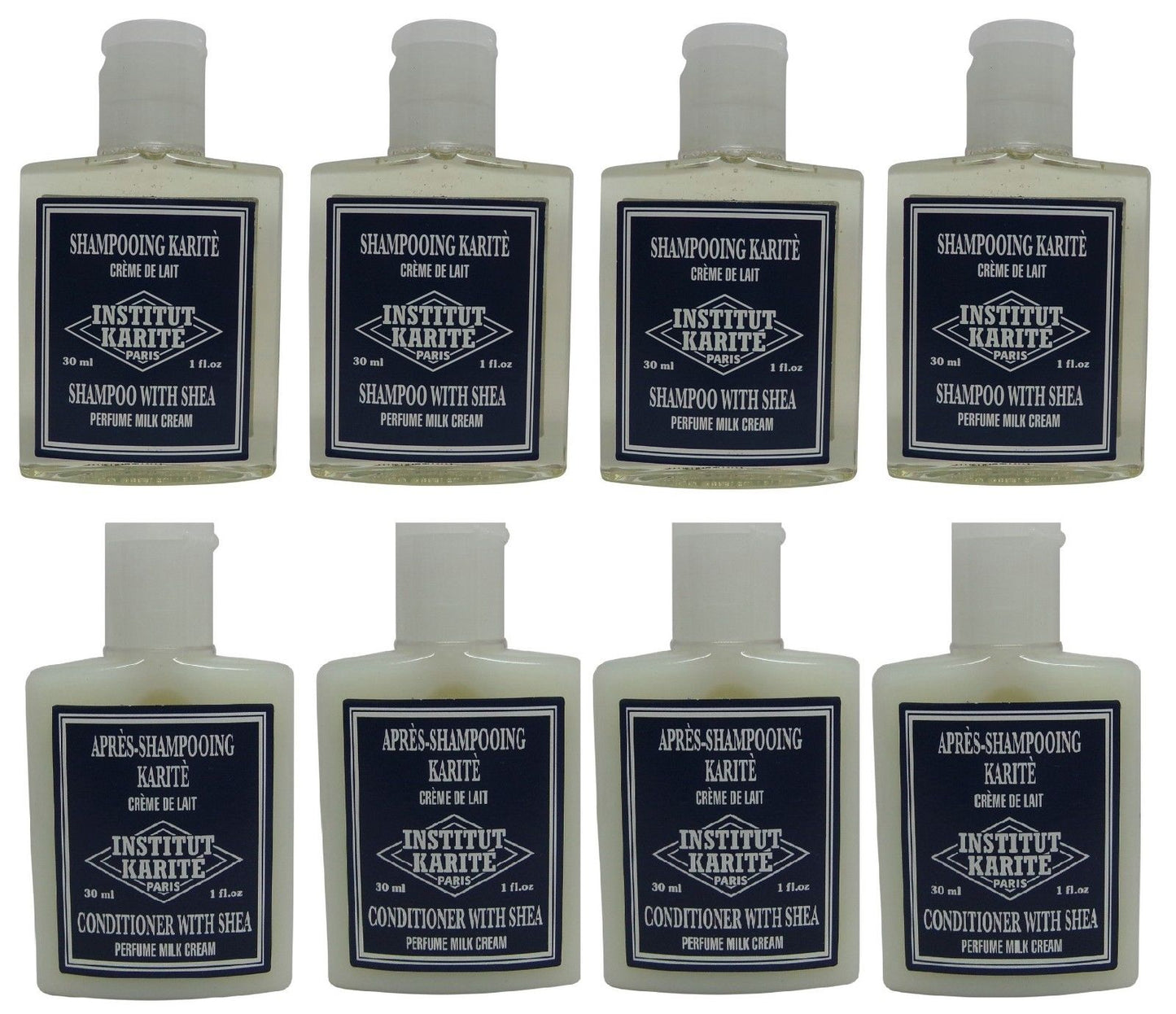 Institut Karite Shea Milk Cream Shampoo & Conditioner lot 8 (4 of each) 1oz ea