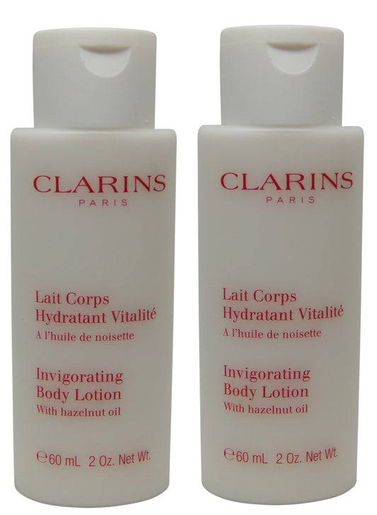 Clarins Invigorating Body Lotion Lot of 2 Bottles each 2oz. Total of 4oz