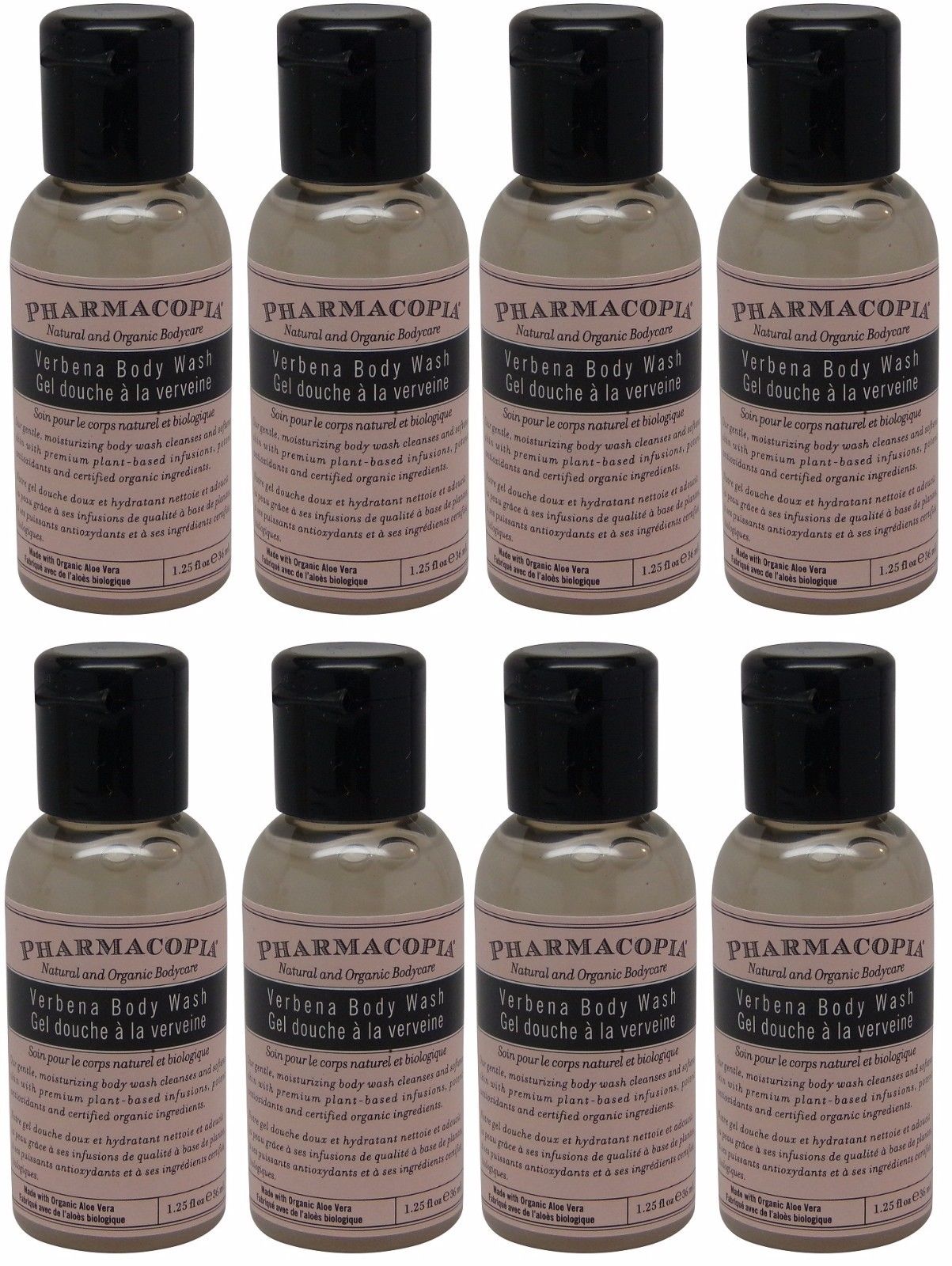 Pharmacopia Verbena Body Wash lot of 8 each 1.1oz bottles. Total of 8.8oz