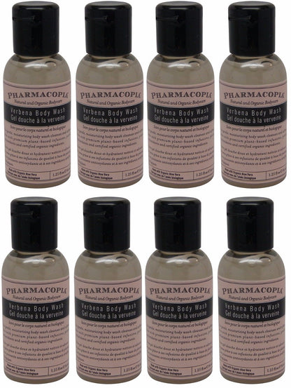 Pharmacopia Verbena Body Wash lot of 8 each 1.1oz bottles. Total of 8.8oz