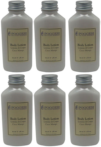 Poggesi Coco Mango Lotion Lot of 6 each 2oz Bottles. Total of 12oz