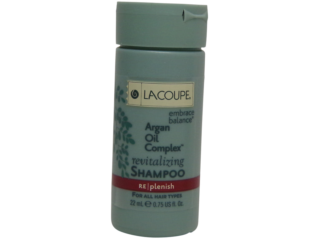 La Coupe Argan Oil Complex Revitalizing Shampoo Lot of 18 each 0.75oz bottles. Total of 13.5oz