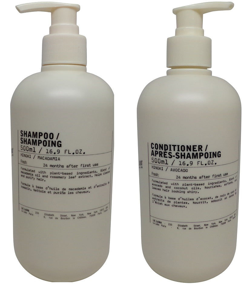 Le Labo Hinoki Shampoo and Conditioner 16.9oz Pump Bottles