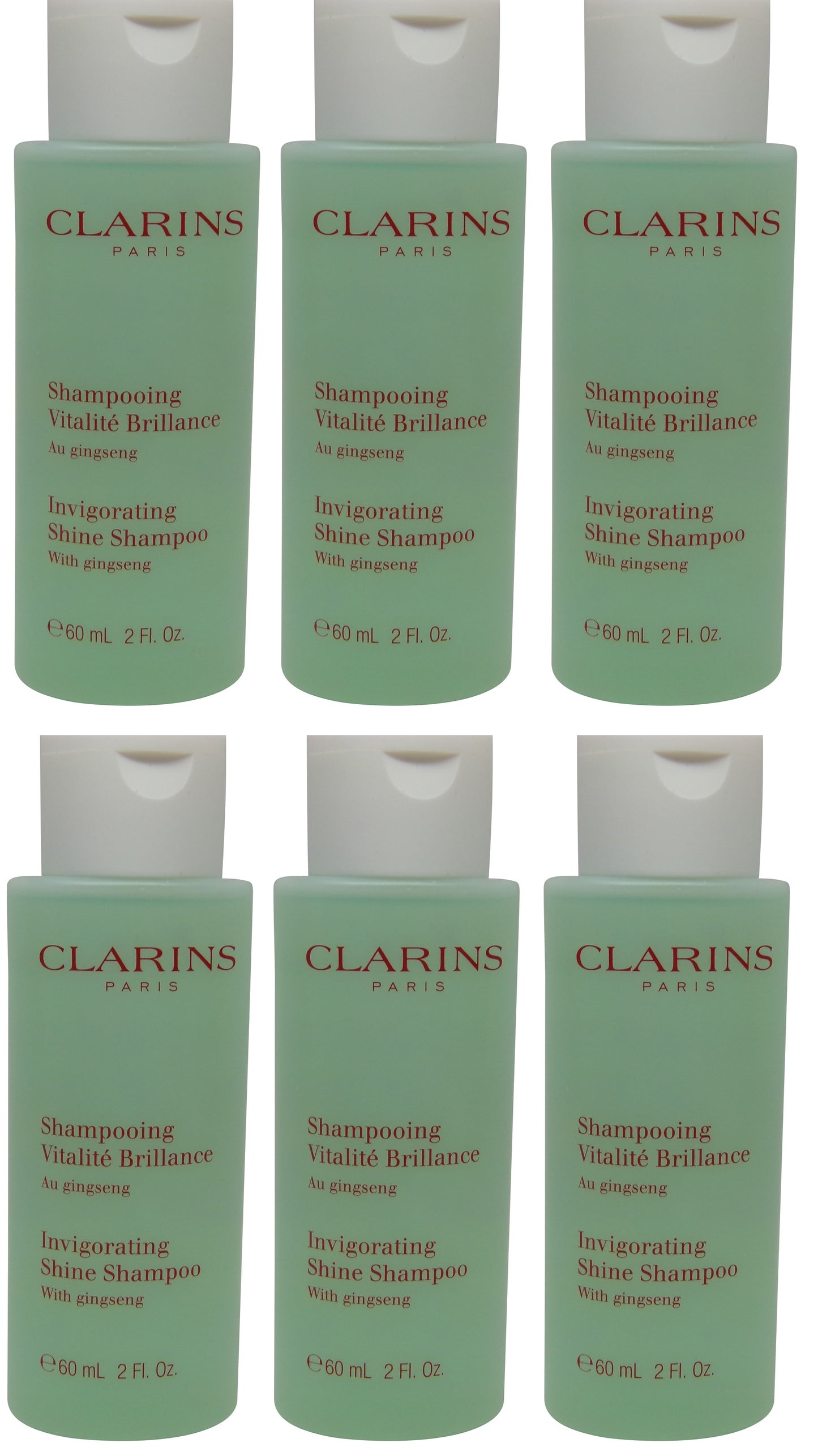 Clarins Invigorating Shine Shampoo lot of 6 each 2oz Total of 12oz