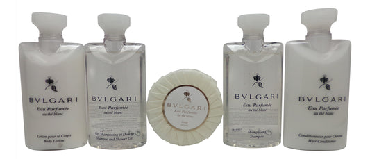 Bvlgari White Tea Au the Blanc Travel Set Shampoo, Conditioner, Lotion, Showe...