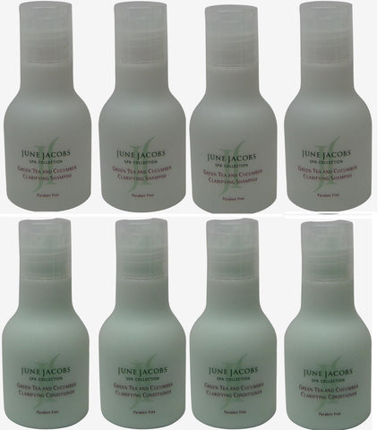 June Jacobs Green Tea Clarifying Shampoo & Conditioner Lot of 8 (4 each) 1.7oz
