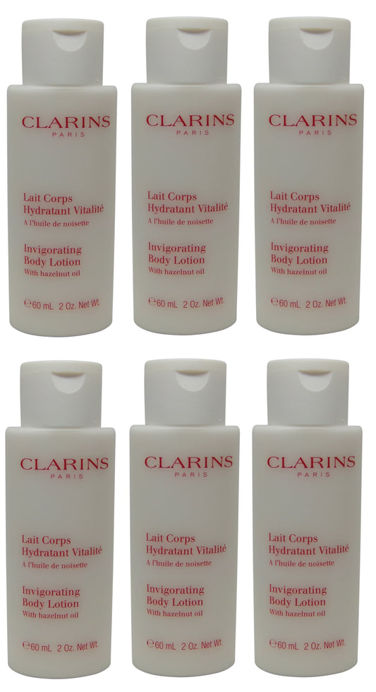 Clarins Invigorating Body Lotion Lot of 6 Bottles each 2oz. Total of 12oz