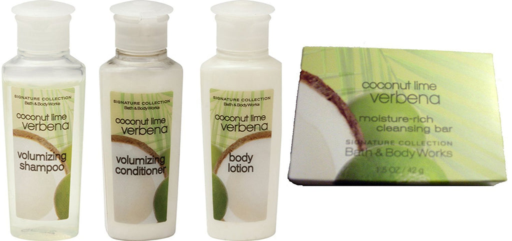 Bath & Body Works Coconut Lime Verbena Travel Set Shampoo, Conditioner, Lotion, Soap