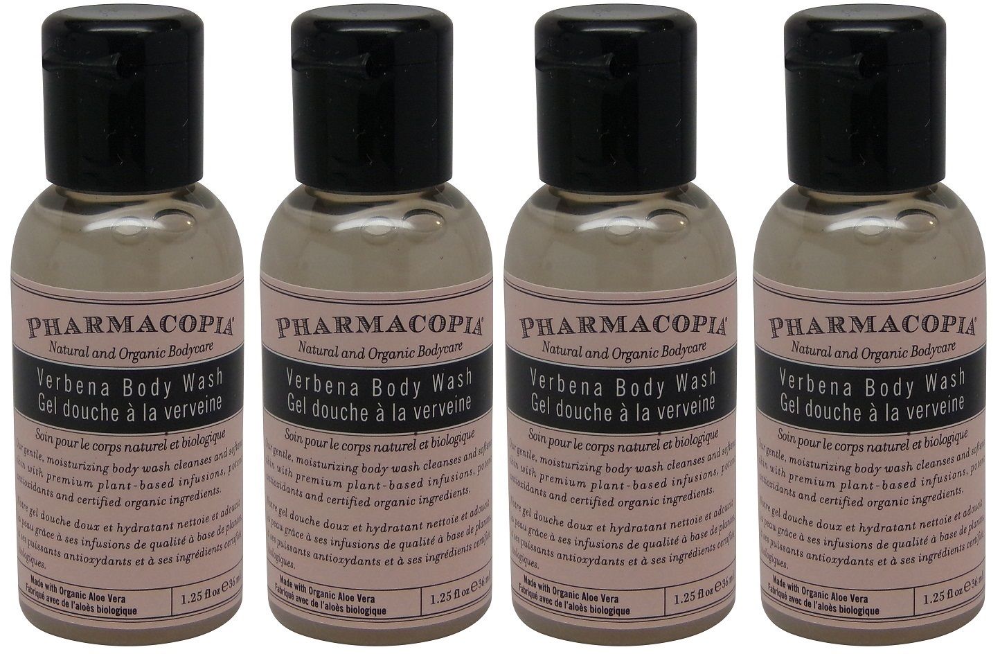Pharmacopia Verbena Body Wash lot of 4 each 1.1oz bottles. Total of 4.4oz