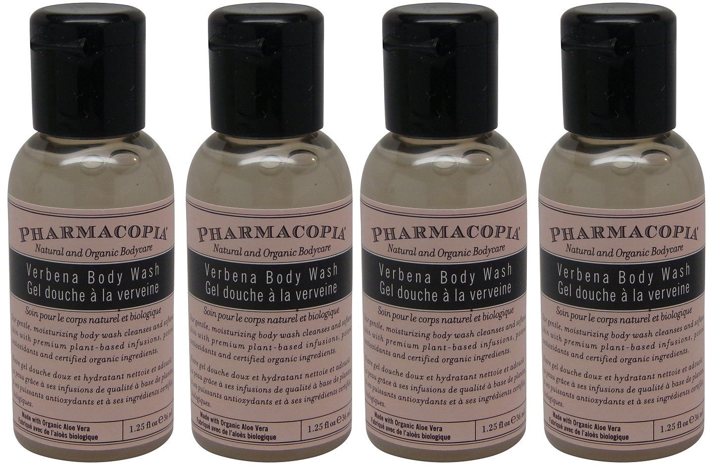 Pharmacopia Verbena Body Wash lot of 4 each 1.1oz bottles. Total of 4.4oz