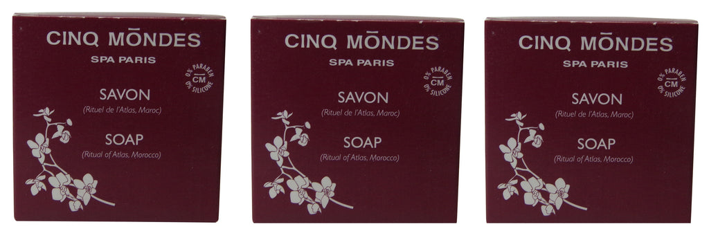 Cinq Mondes Soap Rituel de l'Atlas lot of 3 each 1.4oz. Total of 8.4oz