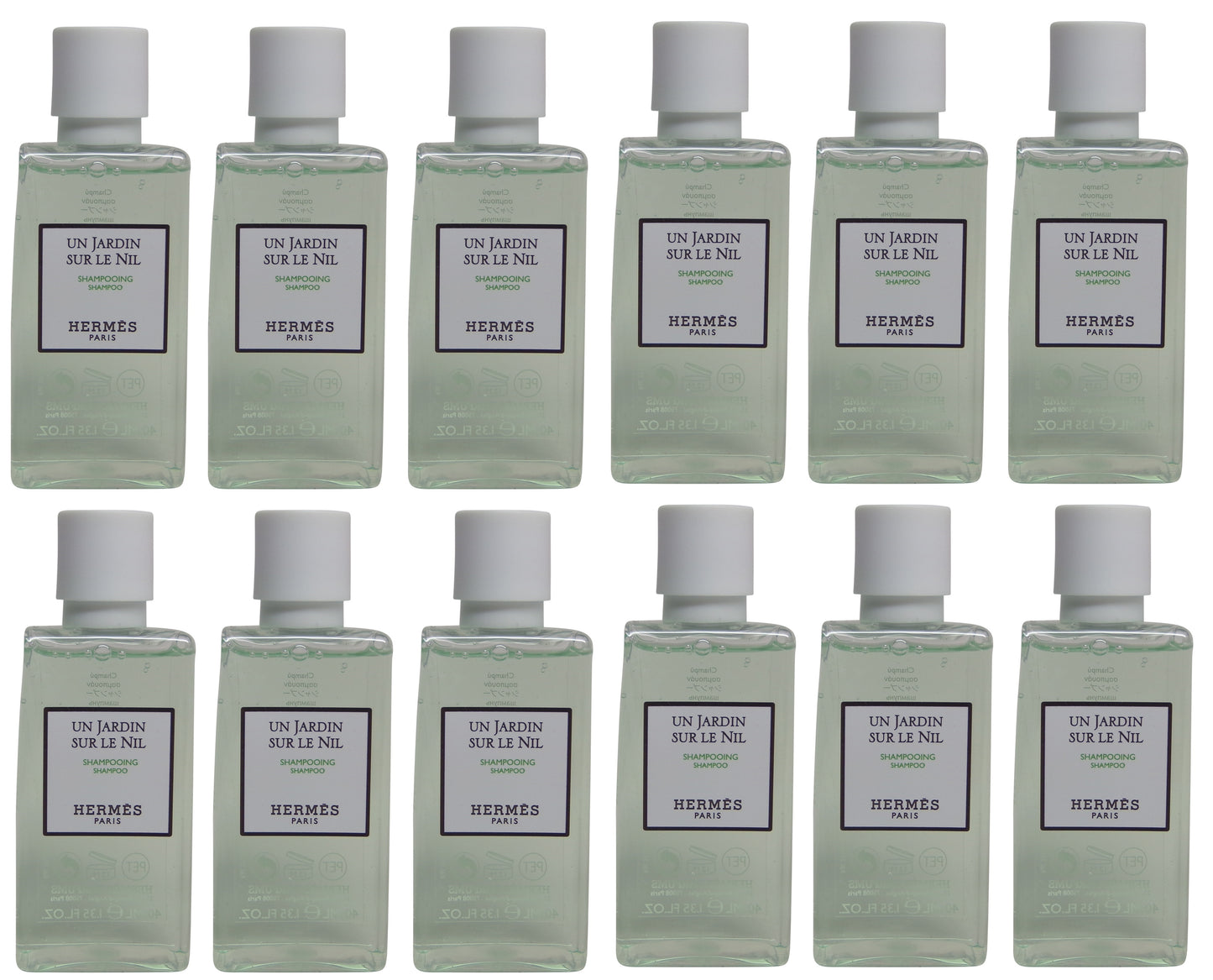 Hermes Un Jardin Sur le Nil Shampoo lot of 12 each 1.35oz Bottles. Total of  16.2oz