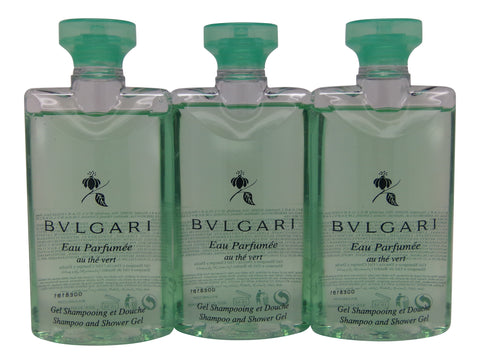 Bvlgari Au The Vert (Green Tea) Shower Gel, 2.5 Fluid Ounces - Set of 3