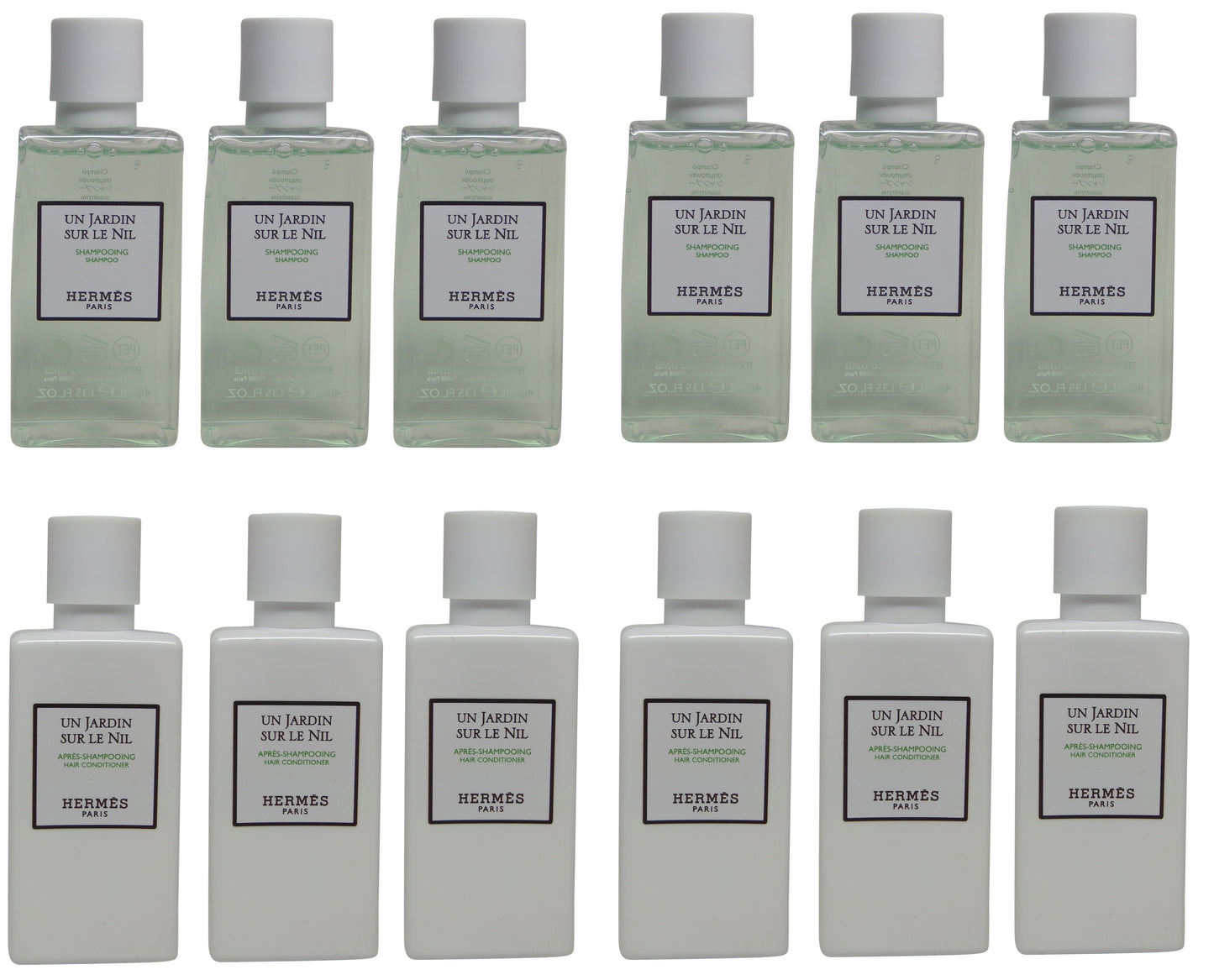 Hermes Un Jardin Sur le Nil Shampoo & Conditioner lot of 12 (6 of each) 1.35oz bottles