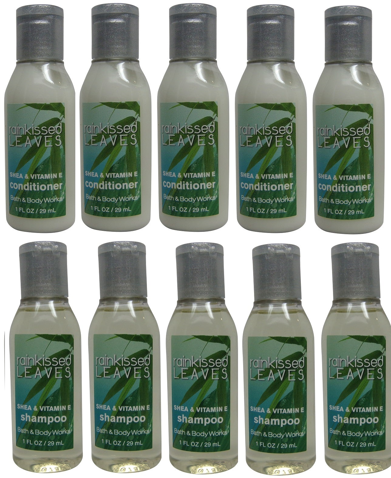 Bath and Body Works Rainkissed Leaves Shampoo and Conditioner lot of 10 Bottles