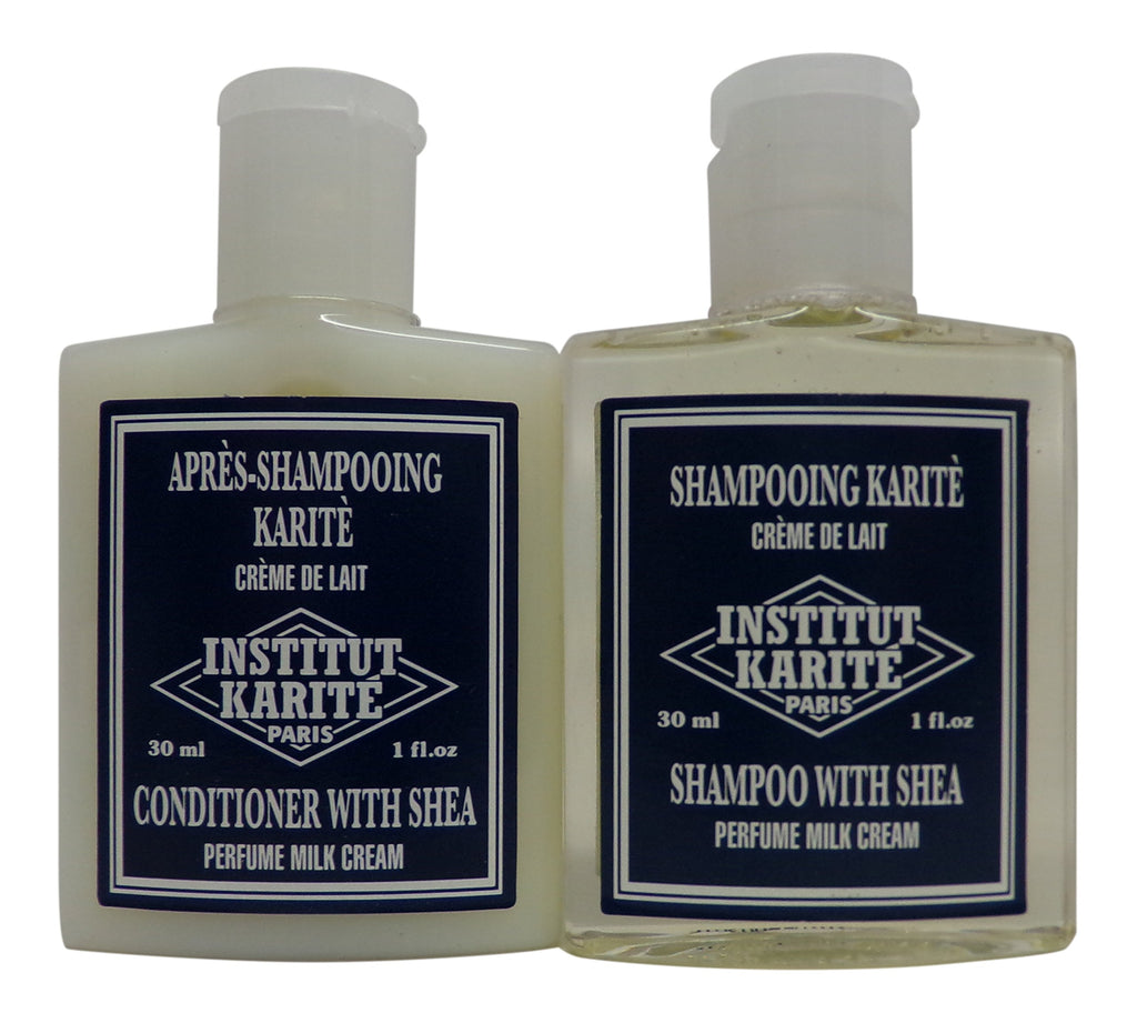 Institut Karite Shea Milk Cream Shampoo & Conditioner lot 16 (8 of each) 1oz bottles.