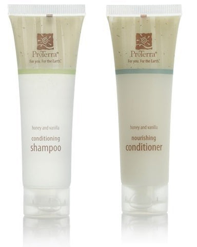 ProTerra Honey & Vanilla Shampoo and Conditioner Lot of 16 (8 of Each) 1oz Bo...